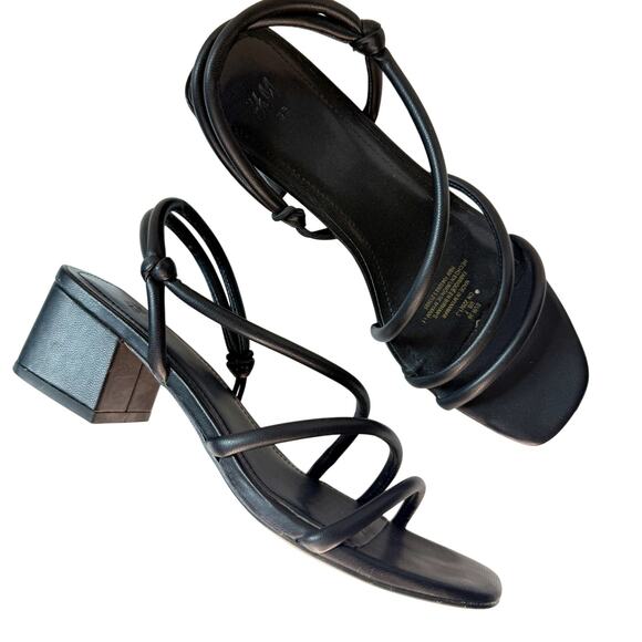 H&M Black Strappy Heeled Sandals - Size 5 - Picture 1 of 5